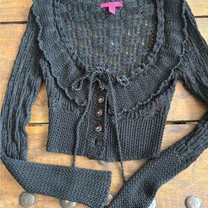Betsey Johnson Black Knit Cardigan Sweater